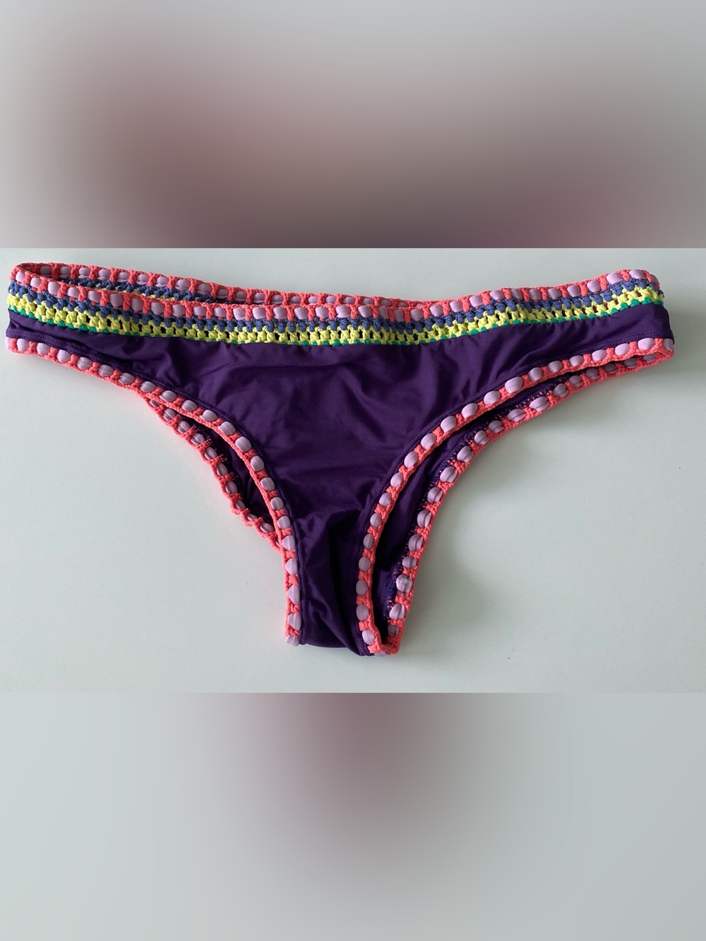 Crochet-Trim Purple Bikini Bottom - Women Swim